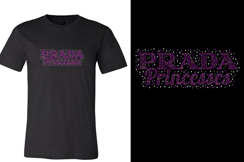 Rhinestones Prada Princesses Women's Relaxed V-Neck