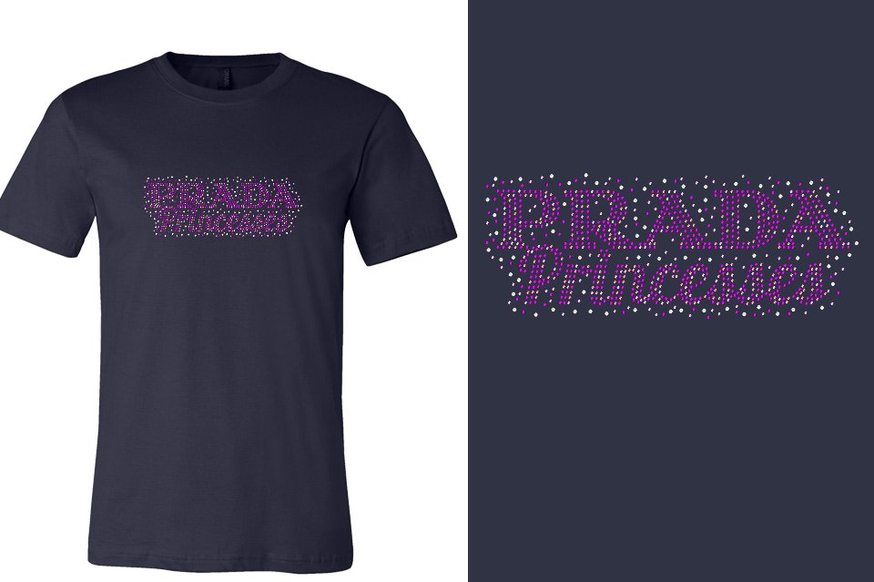 Rhinestones Prada Princesses Women's Relaxed V-Neck