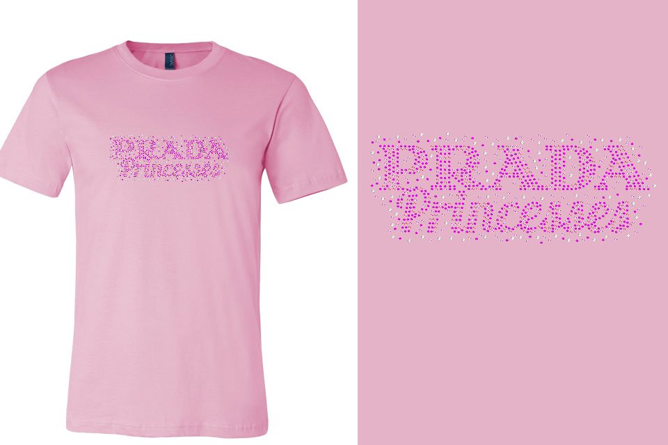 Rhinestones Prada Princesses Women's Relaxed V-Neck