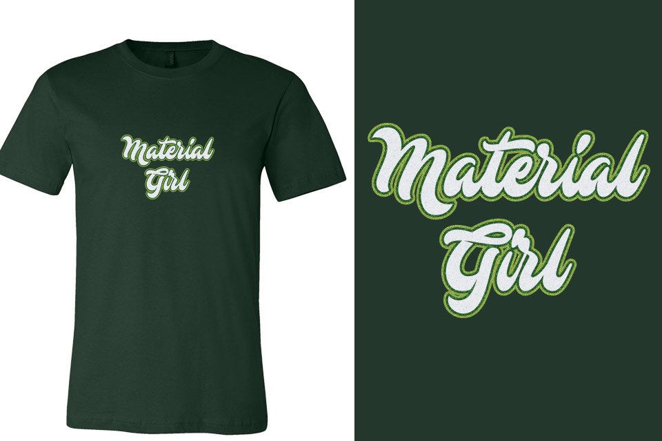 Material Girl Designer Font 3-color glitter Unisex t-shirt