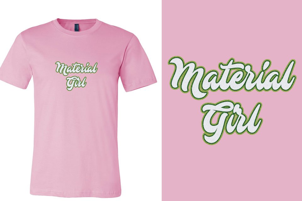 Material Girl Designer Font 3-color glitter Unisex t-shirt