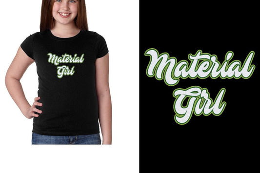 Material Girl Designer Font 3-color glitter Youth Girls' Princess T-Shirt