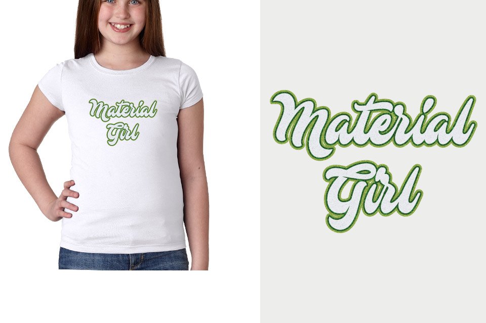 Material Girl Designer Font 3-color glitter Youth Girls' Princess T-Shirt