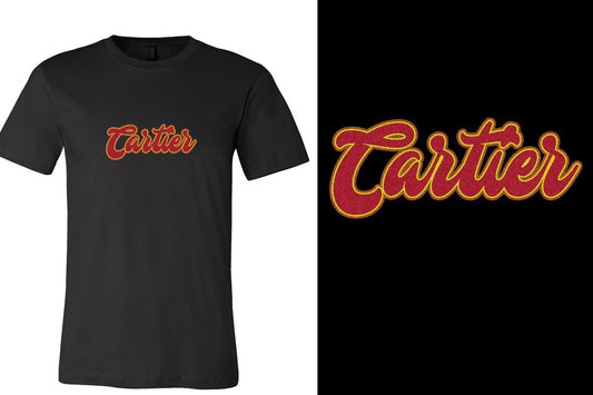 Cartier Designer font 3-color glitter Unisex t-shirt