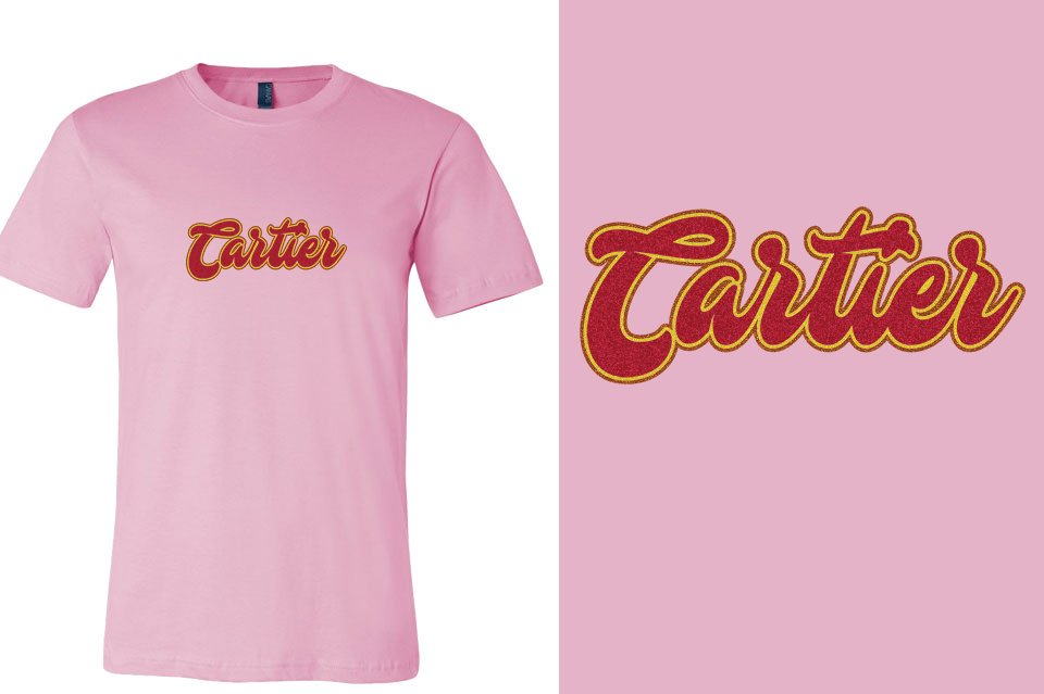 Cartier Designer font 3-color glitter Unisex t-shirt