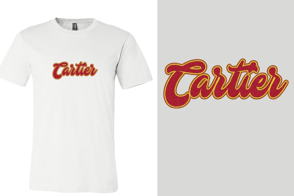 Cartier Designer font 3-color glitter Unisex t-shirt