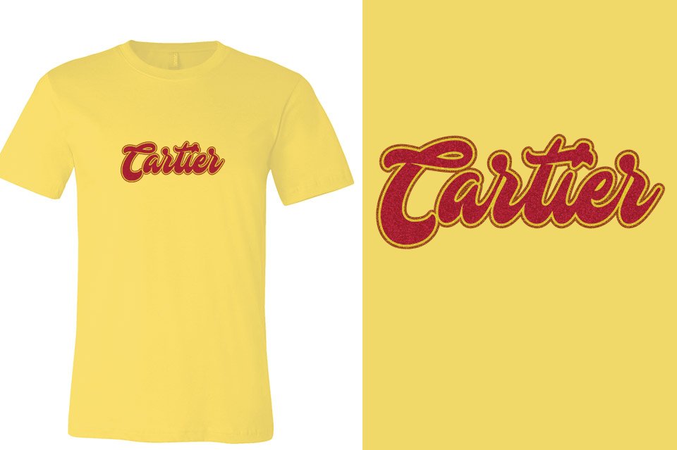 Cartier Designer font 3-color glitter Unisex t-shirt