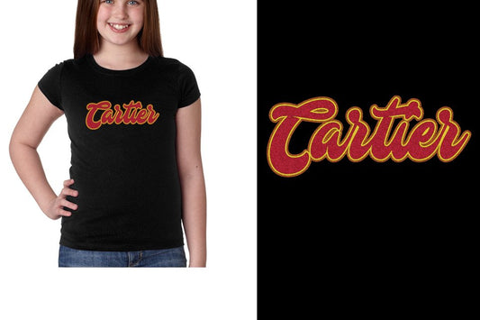Cartier Designer font 3-color glitter Youth Girls' Princess T-Shirt