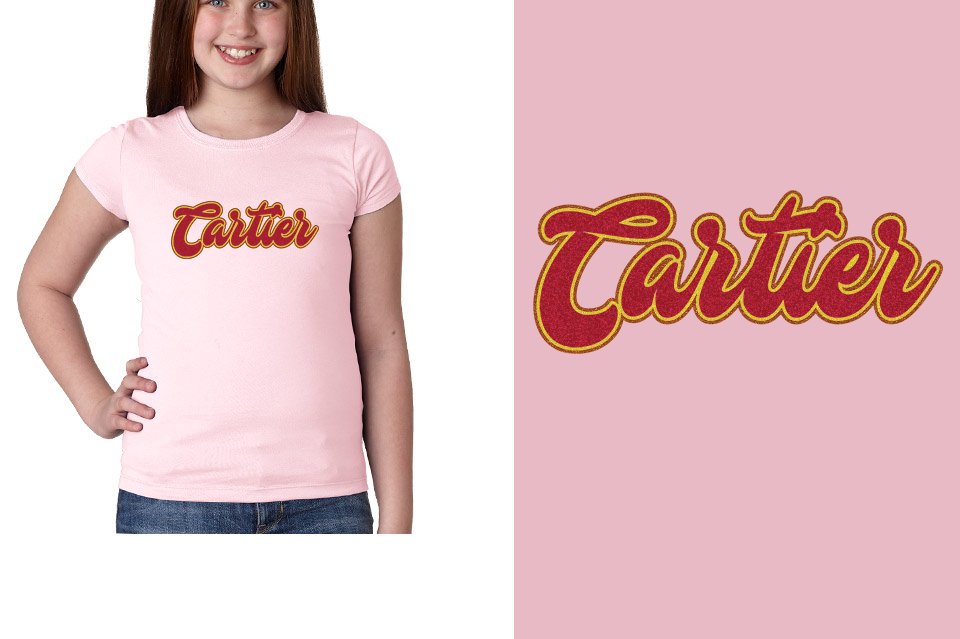 Cartier Designer font 3-color glitter Youth Girls' Princess T-Shirt