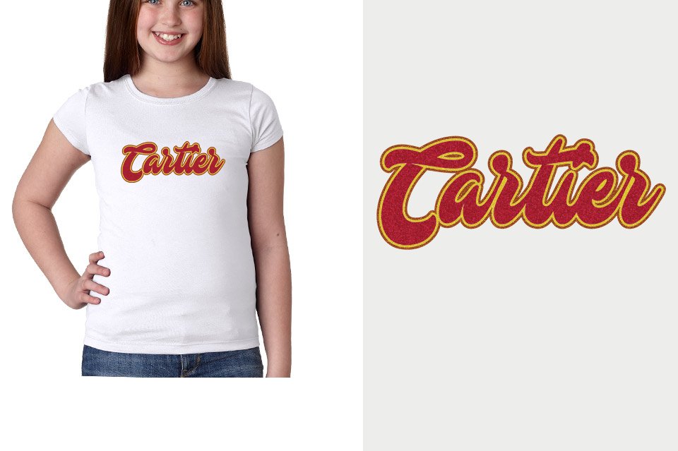 Cartier Designer font 3-color glitter Youth Girls' Princess T-Shirt