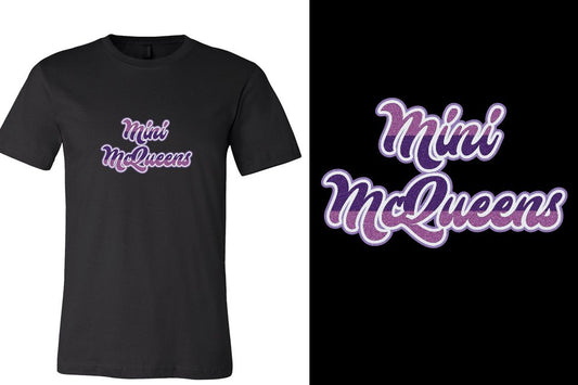 Mini McQueens Designer font 4-color glitter Unisex t-shirt