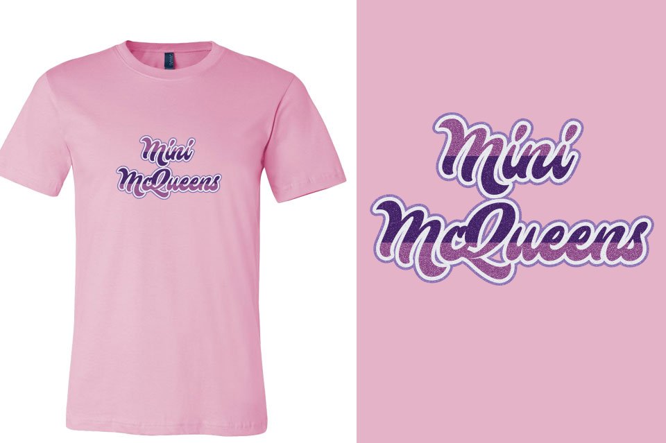 Mini McQueens Designer font 4-color glitter Unisex t-shirt