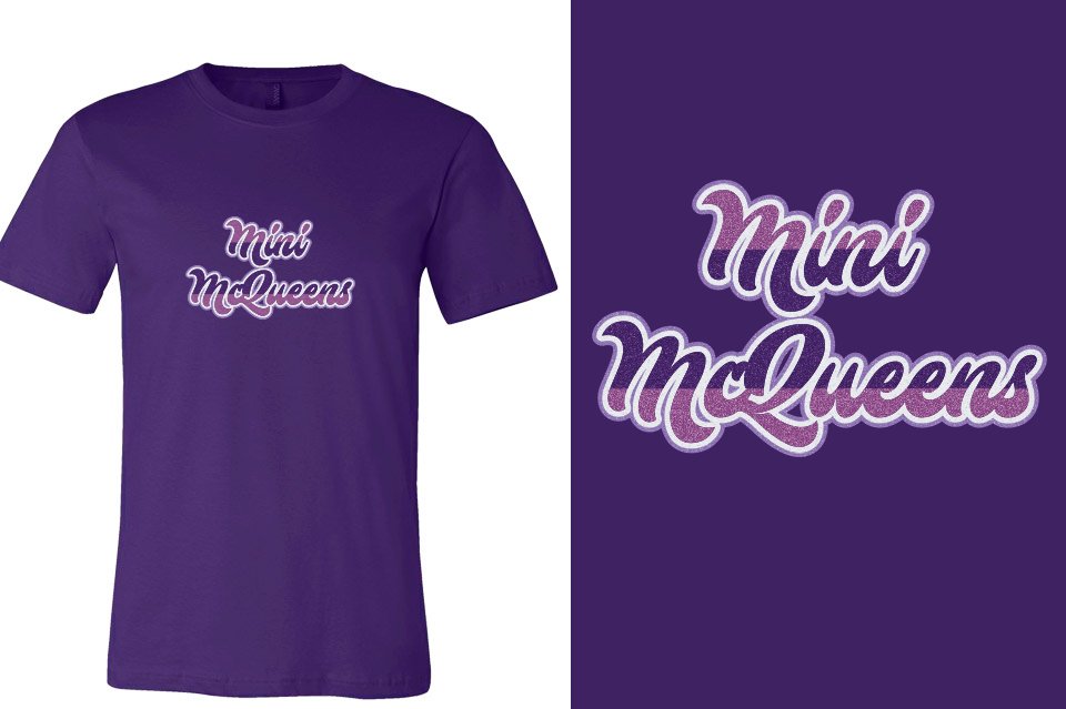 Mini McQueens Designer font 4-color glitter Unisex t-shirt