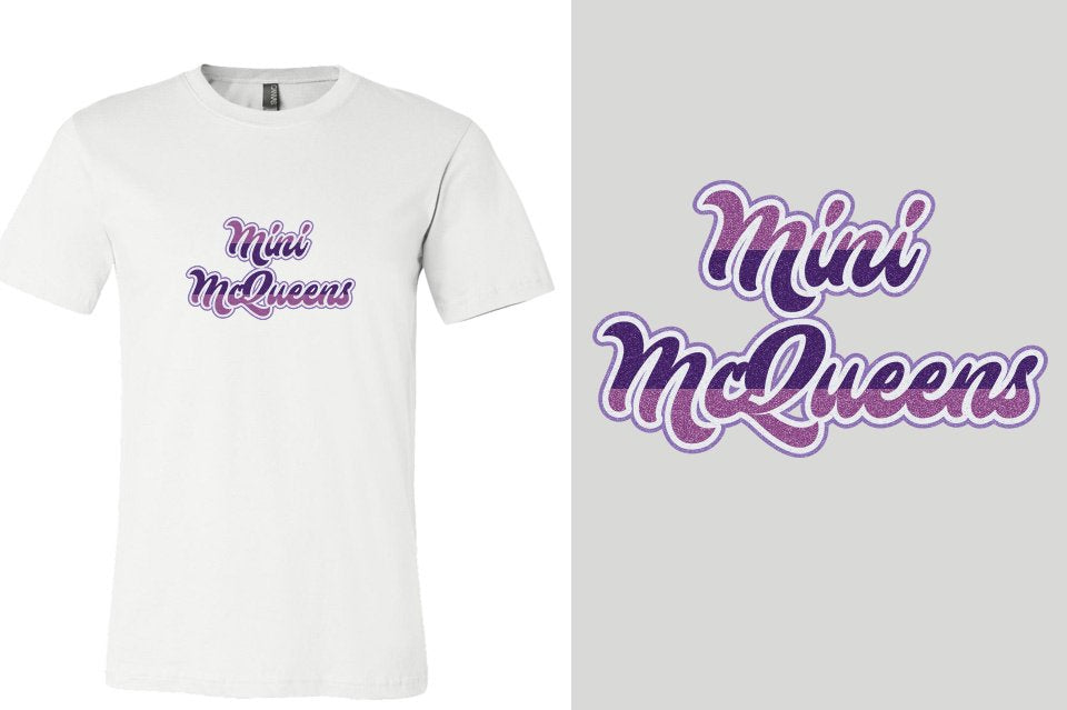 Mini McQueens Designer font 4-color glitter Unisex t-shirt