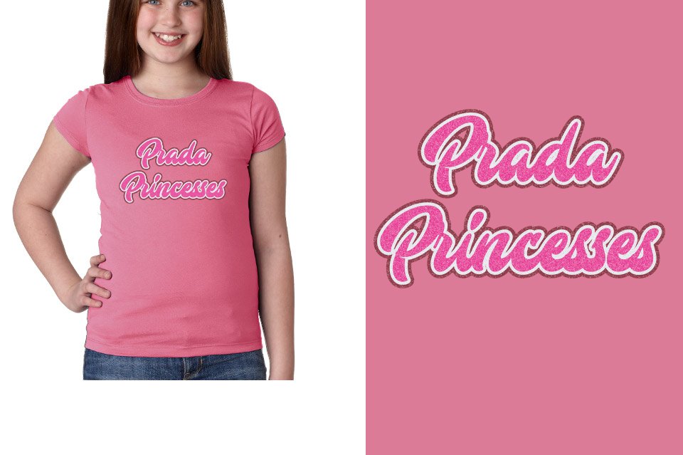 Prada Princesses 3-color glitter Youth Girls' Princess T-Shirt