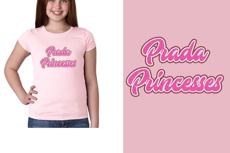 Prada Princesses 3-color glitter Youth Girls' Princess T-Shirt