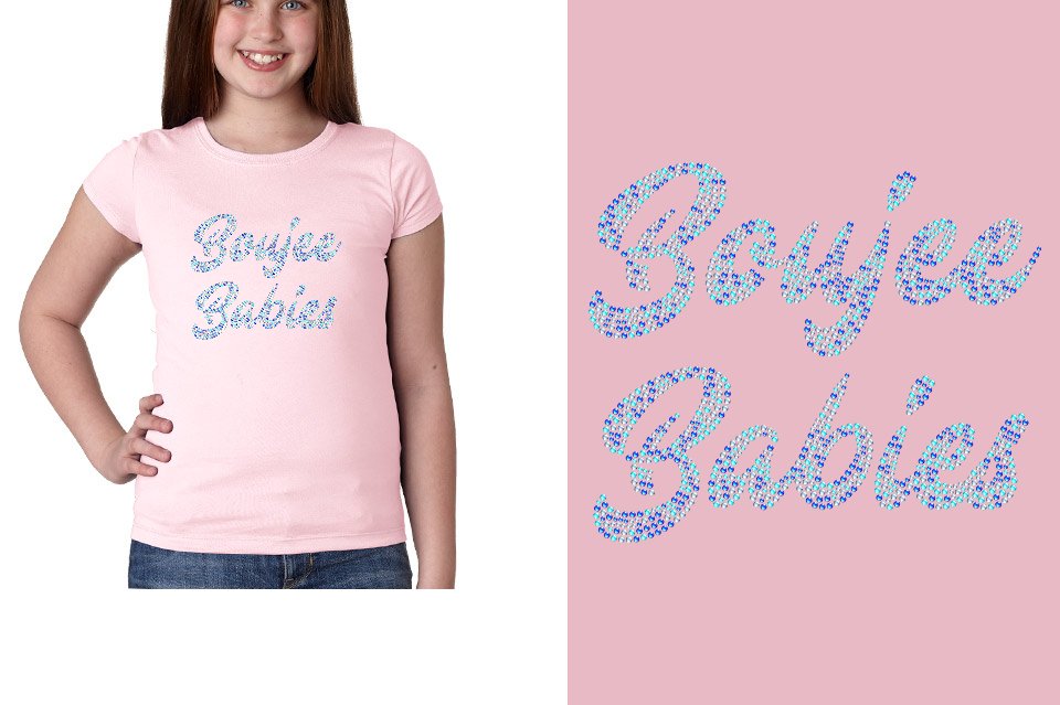 Rhinestones Boujee Babies Designer font 3-color stones Girls' Princess T-Shirt