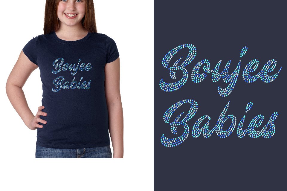 Rhinestones Boujee Babies Designer font 3-color stones Girls' Princess T-Shirt
