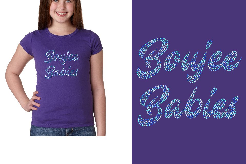 Rhinestones Boujee Babies Designer font 3-color stones Girls' Princess T-Shirt