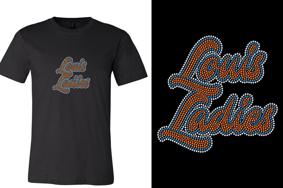 Rhinestones Louis Ladies Designer font 3-color stones Unisex t-shirt (Copy)