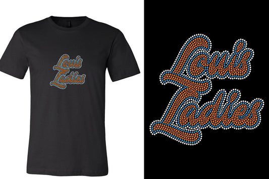 Rhinestones Louis Ladies Designer font 3-color stones Unisex t-shirt (Copy)