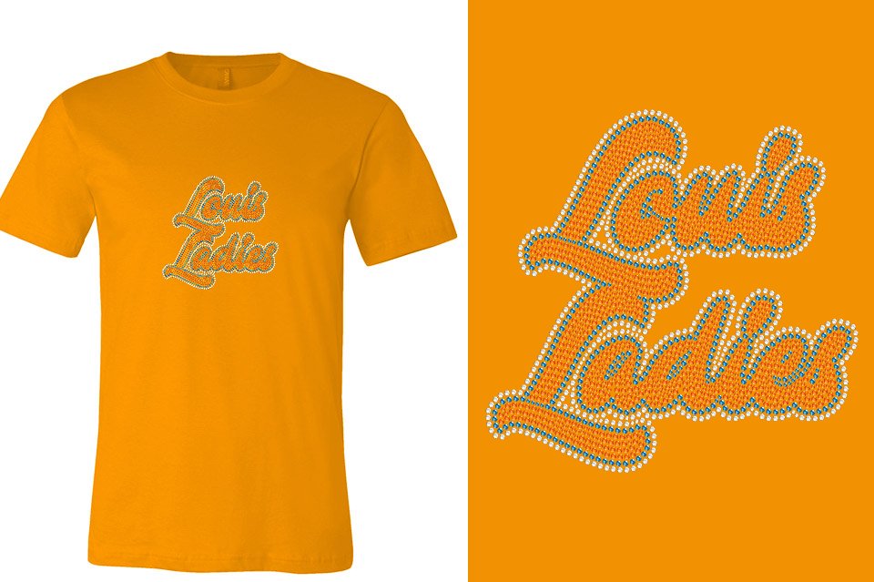 Rhinestones Louis Ladies Designer font 3-color stones Unisex t-shirt (Copy)