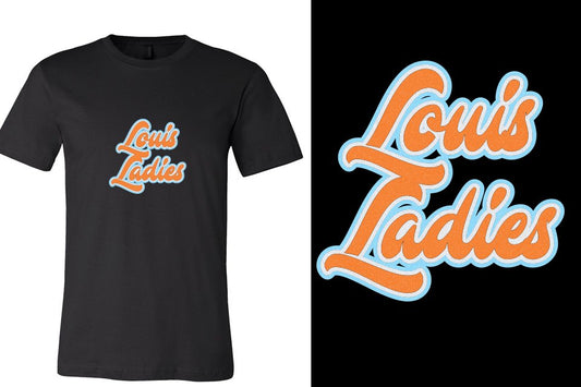 Louis Ladies Designer font 3-color glitter Unisex t-shirt
