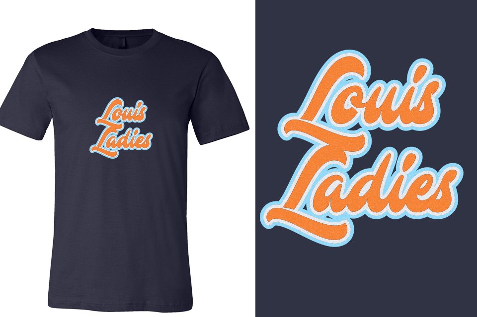 Louis Ladies Designer font 3-color glitter Unisex t-shirt