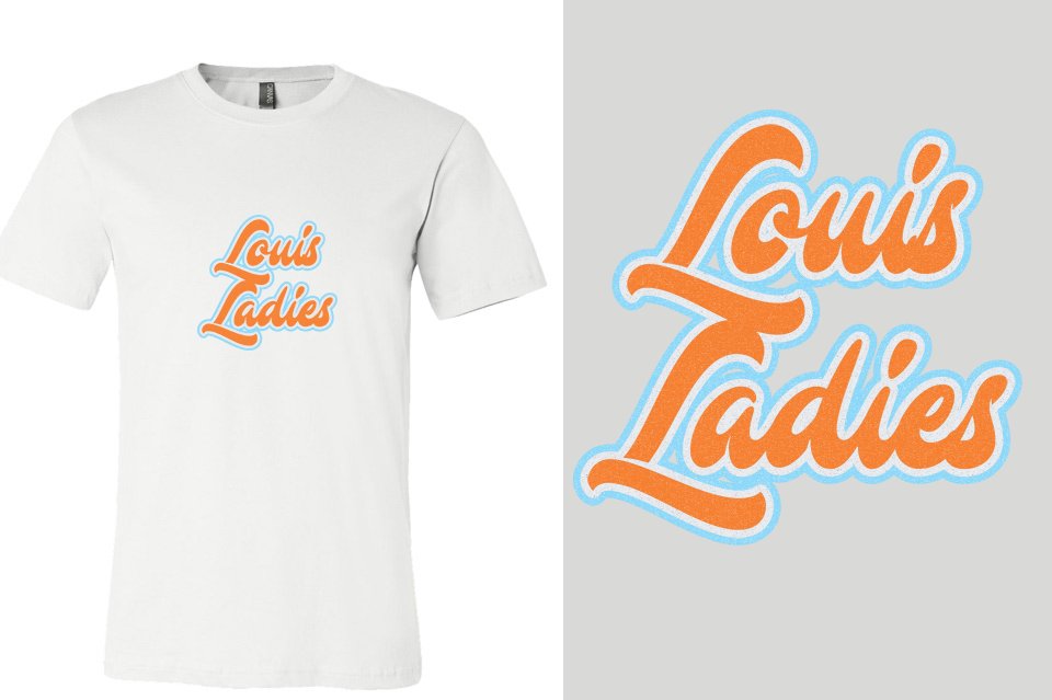 Louis Ladies Designer font 3-color glitter Unisex t-shirt