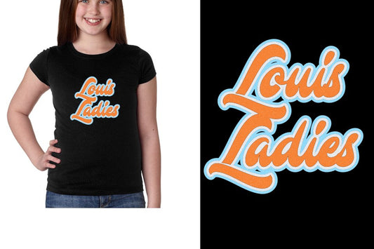 Louis Ladies Designer font 3-color glitter Youth Girls' Princess T-Shirt
