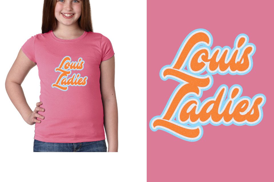 Louis Ladies Designer font 3-color glitter Youth Girls' Princess T-Shirt