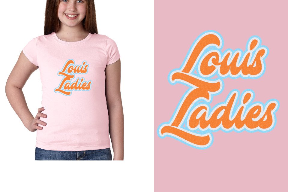 Louis Ladies Designer font 3-color glitter Youth Girls' Princess T-Shirt