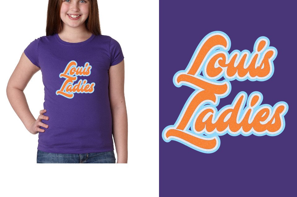 Louis Ladies Designer font 3-color glitter Youth Girls' Princess T-Shirt