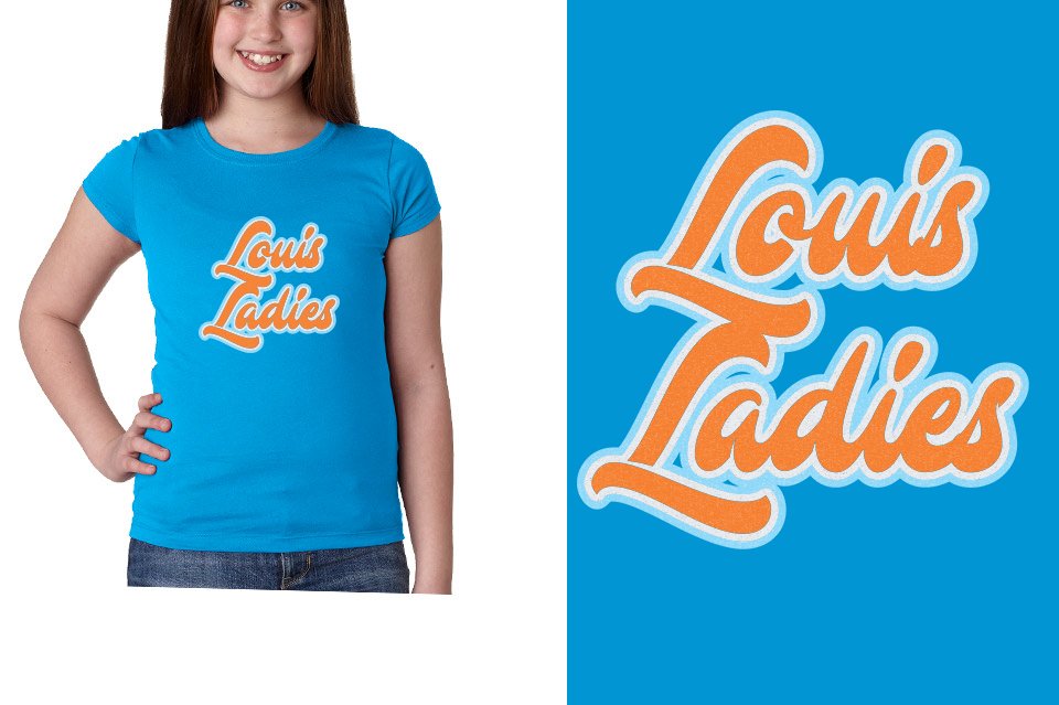 Louis Ladies Designer font 3-color glitter Youth Girls' Princess T-Shirt