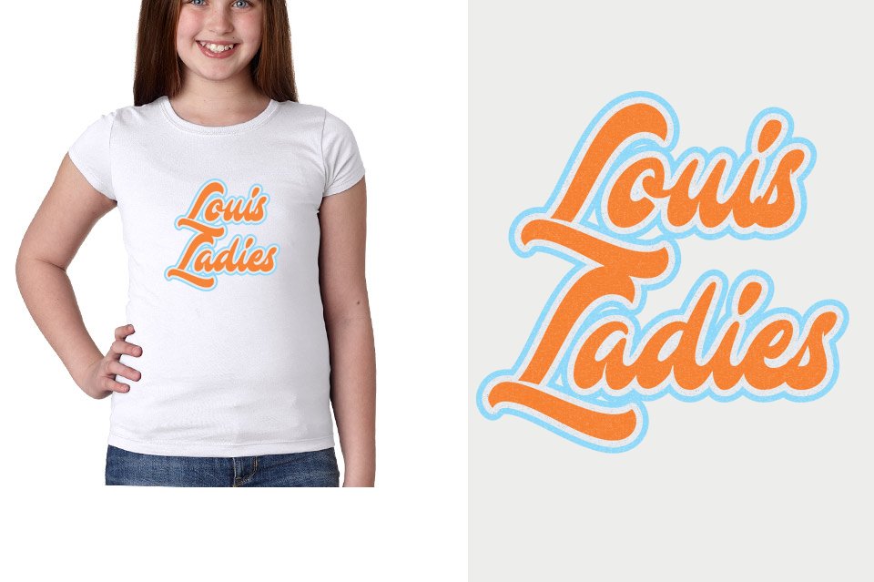Louis Ladies Designer font 3-color glitter Youth Girls' Princess T-Shirt