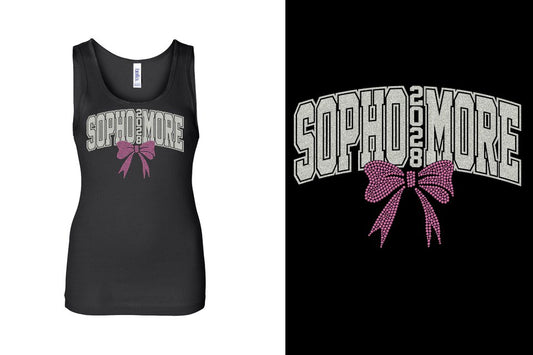 SOPHOMORE 2028 glitter rhinestones Youth Tank
