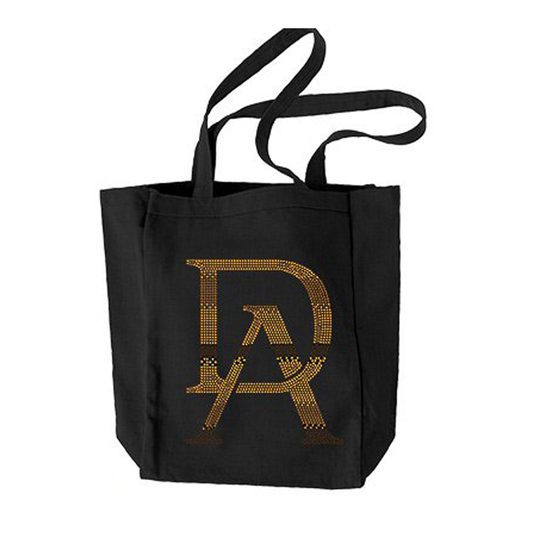 Rhinestones DA Interlocking Gold Brown Stones Canvas Tote